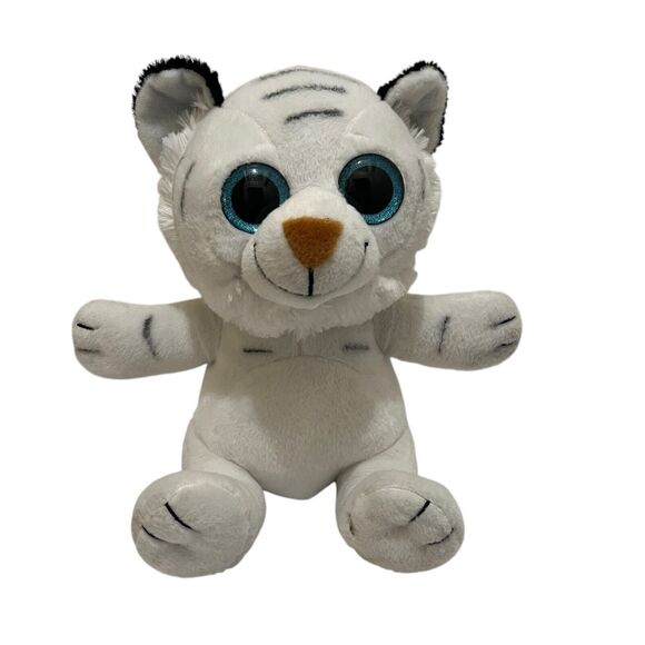 Aliki White Tiger Plush Big Blue Eyes 11" Stuffed Animal Toy - Picture 1 of 9
